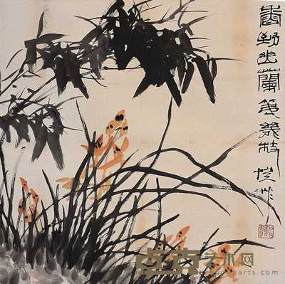 潘公恺 兰竹 立轴 67×67cm